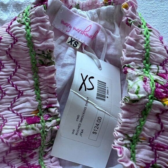 NWT Mary Marshmallow Rouched Smocking Printed Mini Skirt - Picture 5 of 5